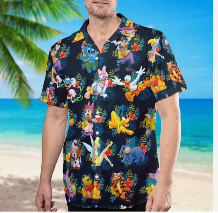 Cartoon Movie Characters Beach Trip Summer Cruise Tropical 3D HAWAII SHIRT