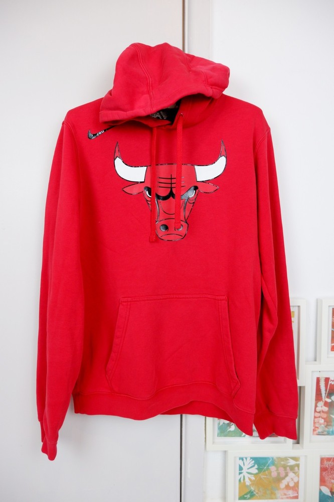 Chicago Bulls fleece hoodie Nike sweatshirt pullover jumper brushed cotton red b