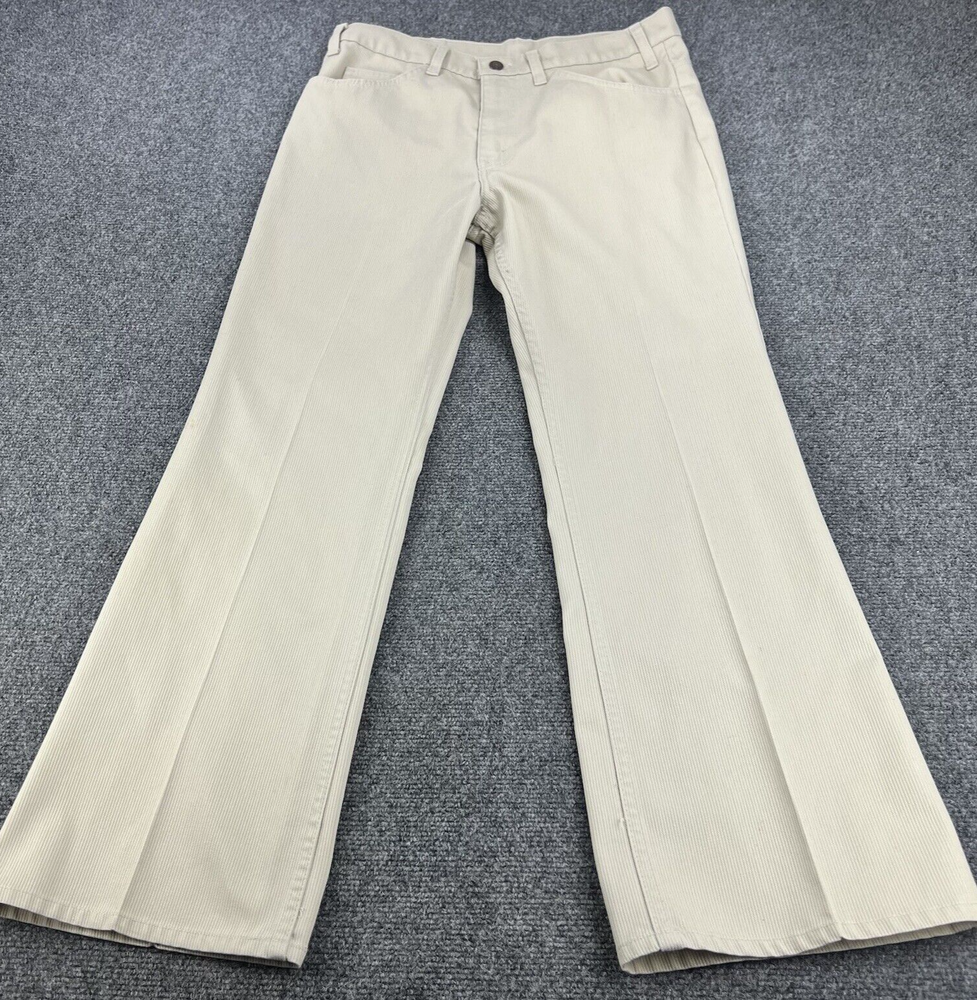 Vintage Levi’s Sta Prest Pants Mens 32x30 Beige Corduroy Flare Cut Y2K