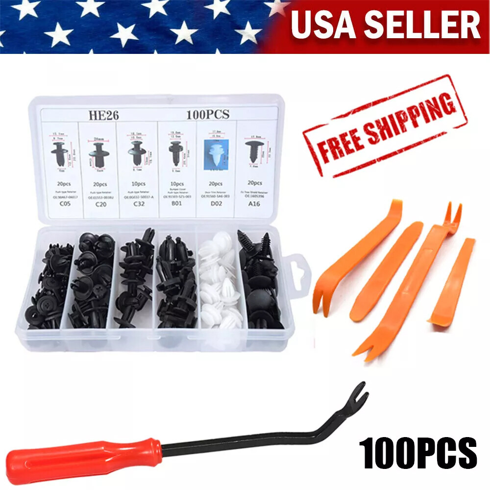 100Pcs For Subaru Bumper Hood Clips Retainer Rivet Fastener Fender Push Pin US