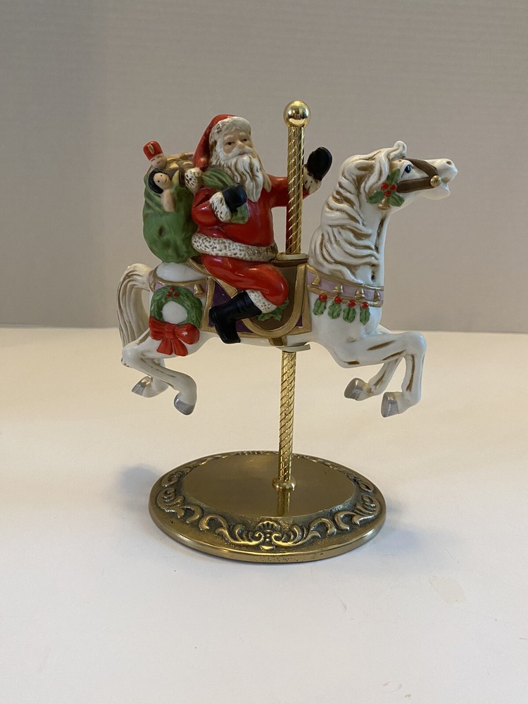 Vintage Santa Riding Carousel Horse Figurine Holidays Home Interiors Homco #5117
