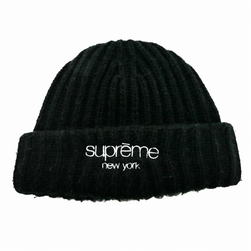Supreme 23AW Classic Logo Chunky Ribbed Beanie Knit Hat Beanie Hat Hat Black B