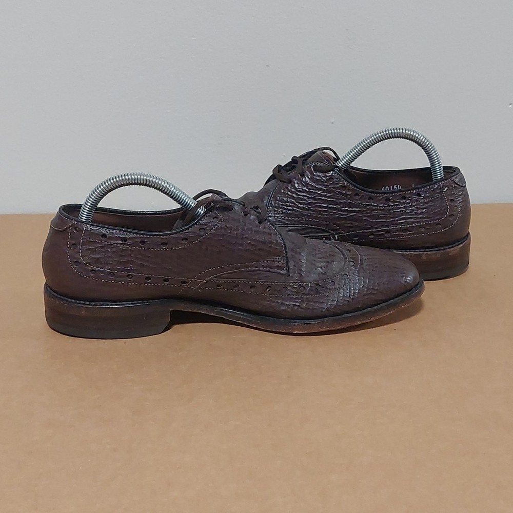 Allen Edmonds Sharkskin Nassau Brown Longwing Blucher Derby Vintage Size 8 D