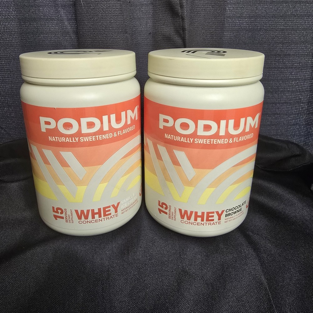 2 PACK Podium Nutrition Whey Protein Vanilla/Chocolate,natural Sweetened