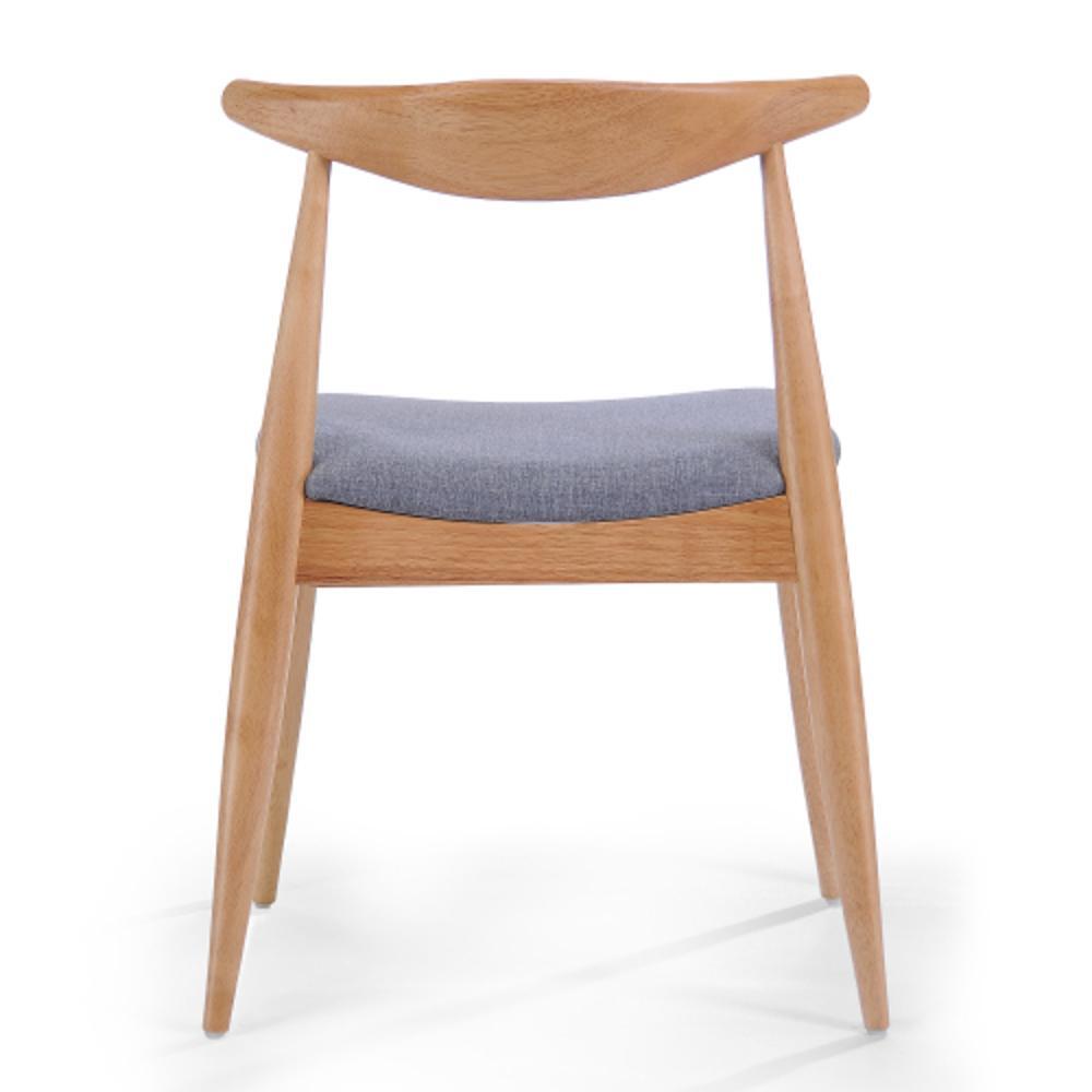 Set of 2 Gray Upholstered Rubber Wood Chairs with Clean Lines and Durable Design