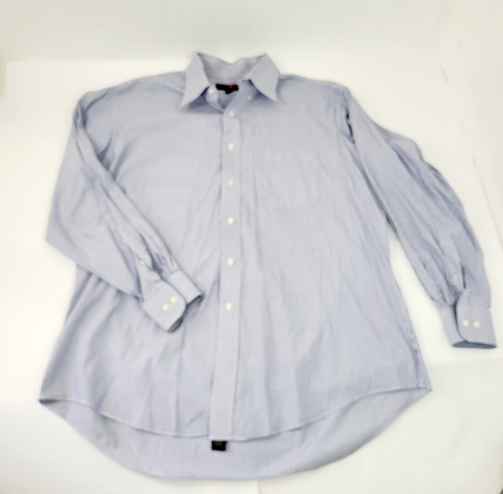 Men's XL Blue & White Striped Dress Shirt - Long Sleeve Work & Casual Wear-image