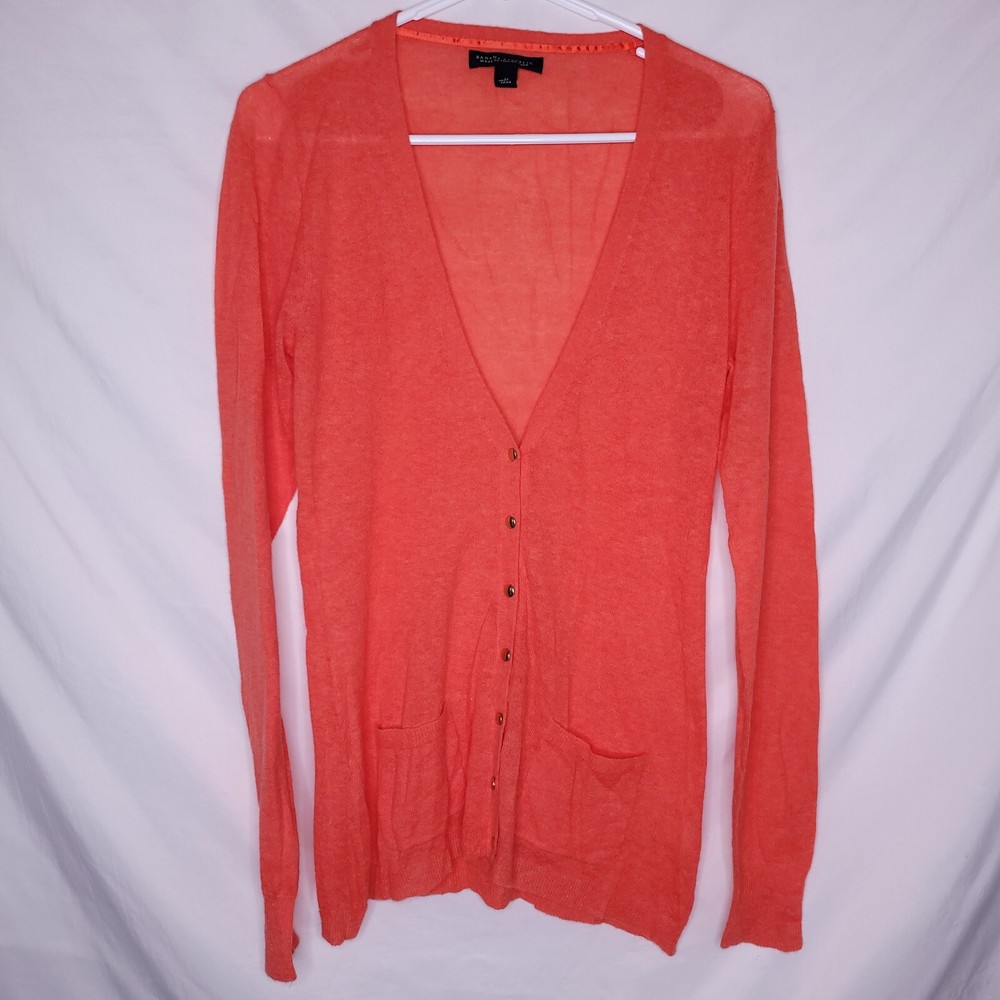 Banana Republic Womens Medium Red Wool Alpaca Blend Lightweight Sheer Cardigan