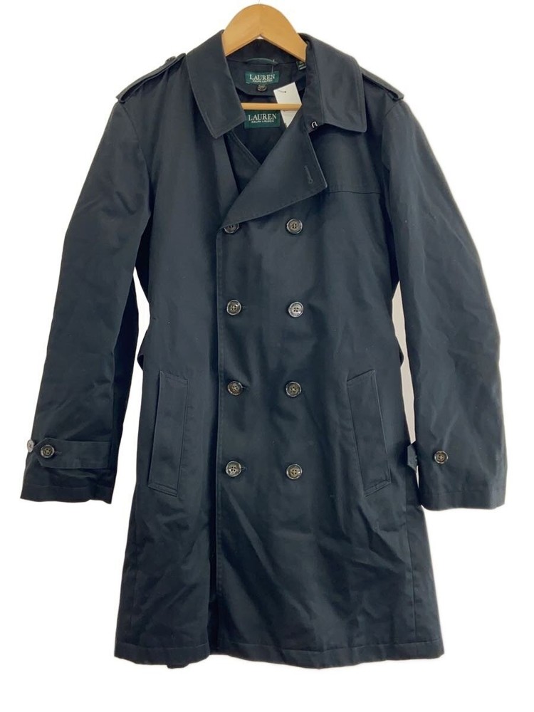 Lauren Ralph Trench Coat/36/Cotton/Blk/Plain 3944