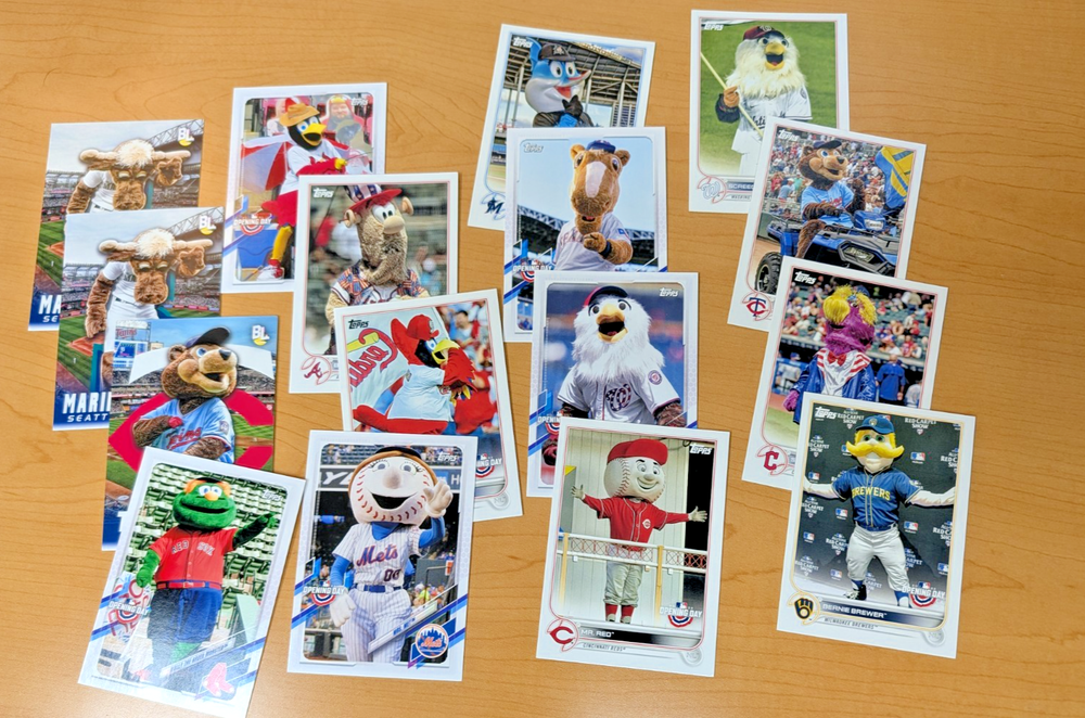 Topps Mascot - 16 Card Lot Mr Red, Mariner Moose, TC Bear 2021 -2023