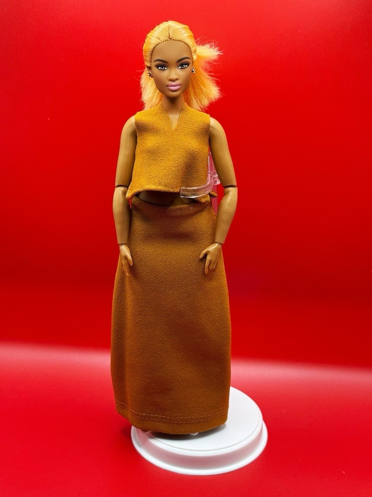 Hand Sewn 2 Piece Caramel Toned Outfit For Barbie Doll. ( Curvy Doll )