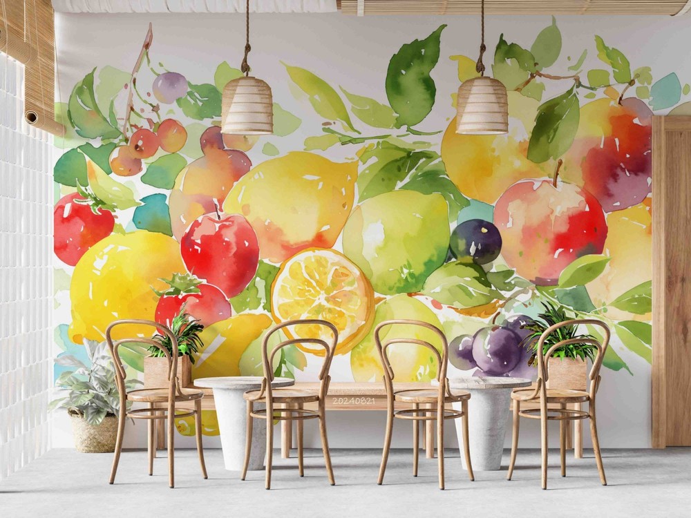 3D Fruit Watercolor Wall Murals Wallpaper Murals Wall Sticker 30