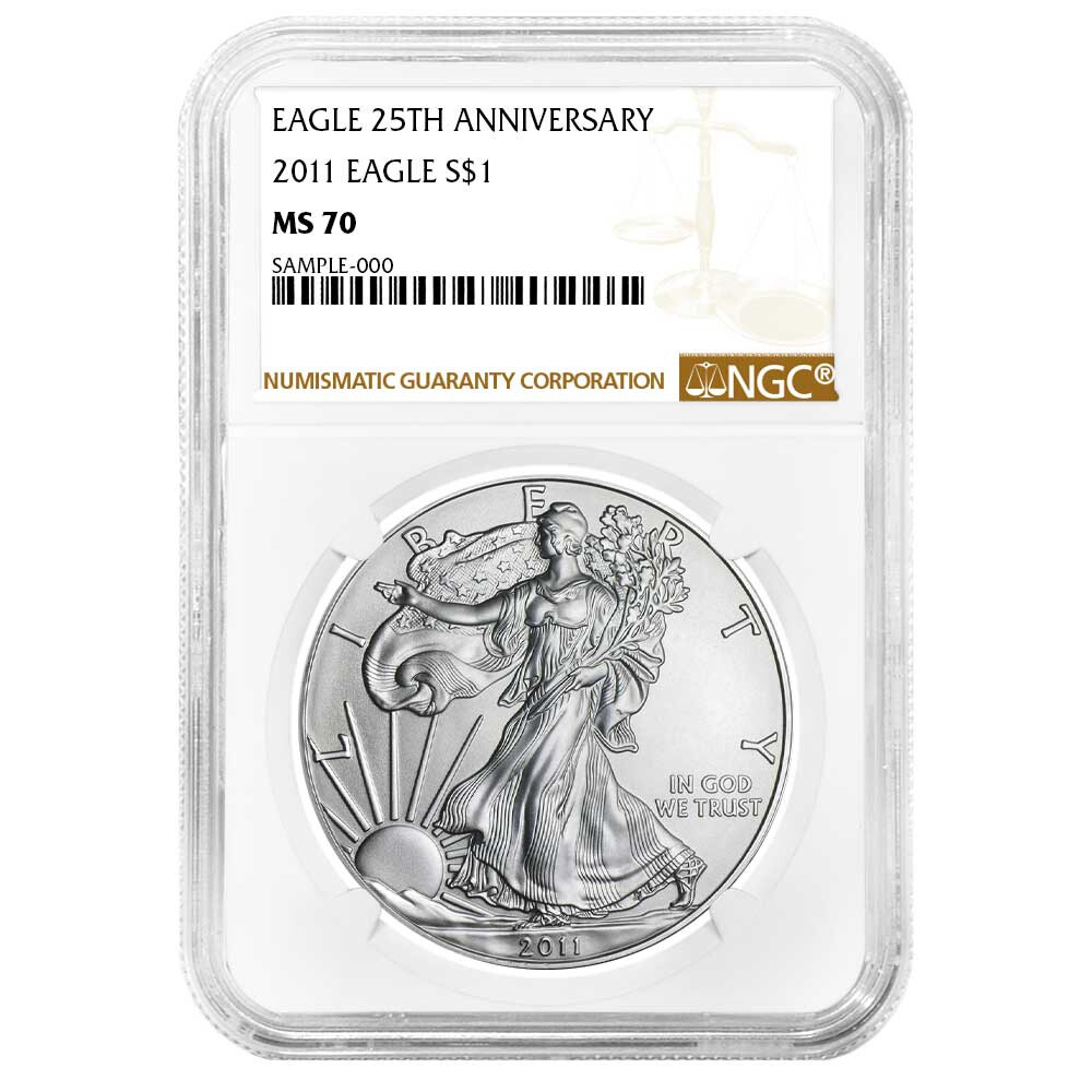 2011 $1 1-oz American Silver Eagle NGC MS70 Brown Label