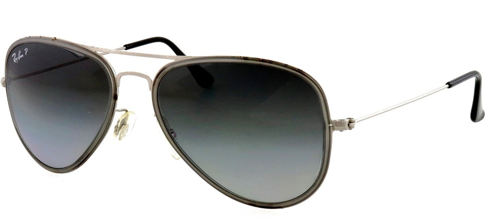 RAY-BAN RB3513-M 164/T3 56mm Gray Polarized Aviator Sunglasses Italy *rust*