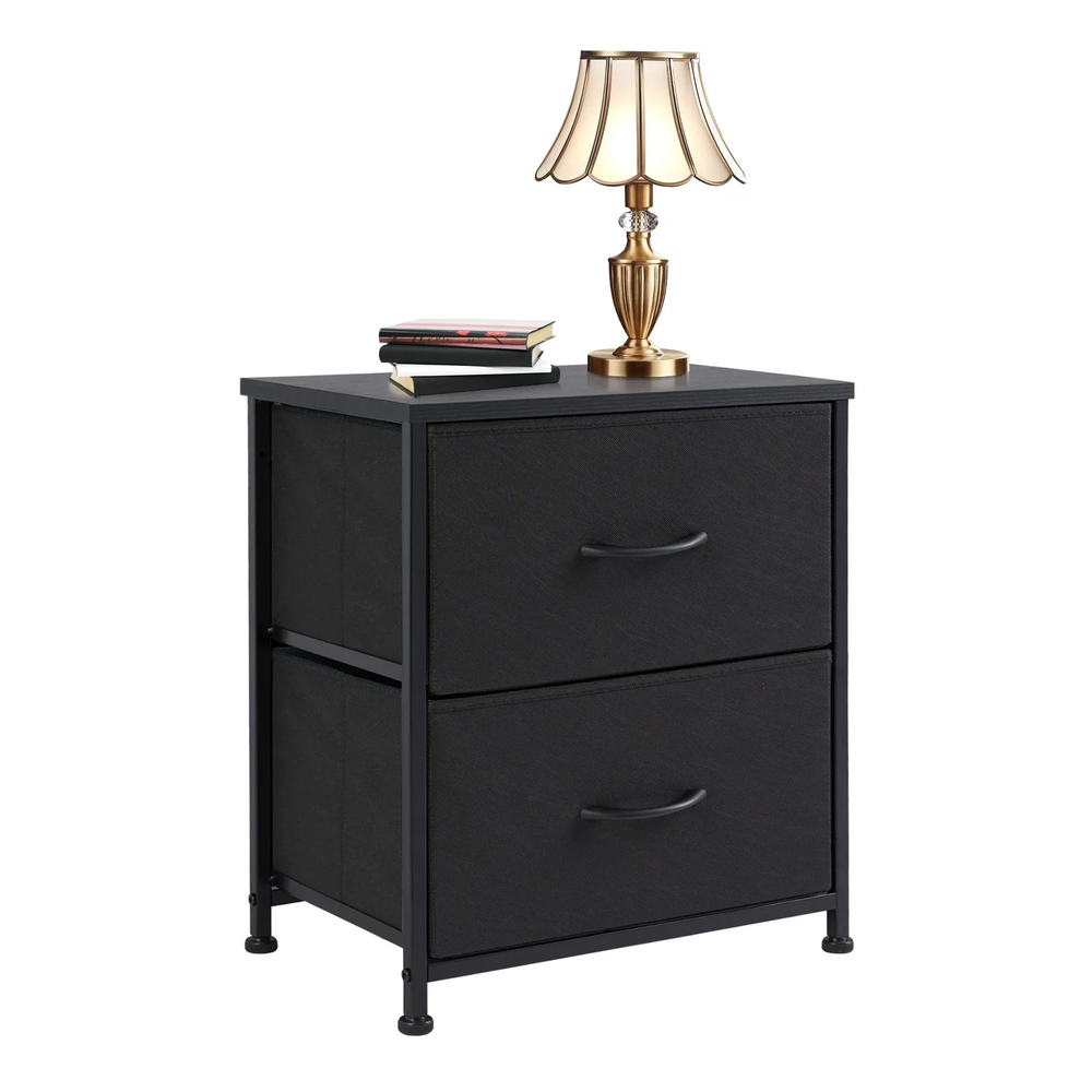 Modern 2/4-drawer dresser with metal frame, wood top & adjustable feet for versatile space-saving storage