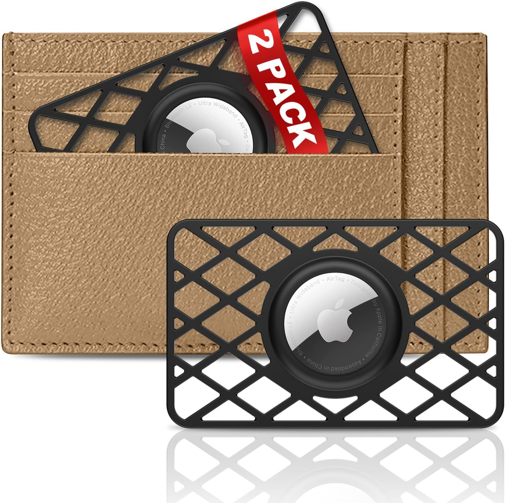 SUPFINE 2 Pack Slim Airtag Holder Wallet Card Case Keychain for Apple Air Tag