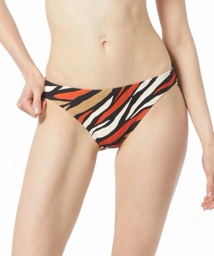 Michael Kors Bikini Bottom Size M Brown Red Zebra Print Swimwear Resort Pool $58