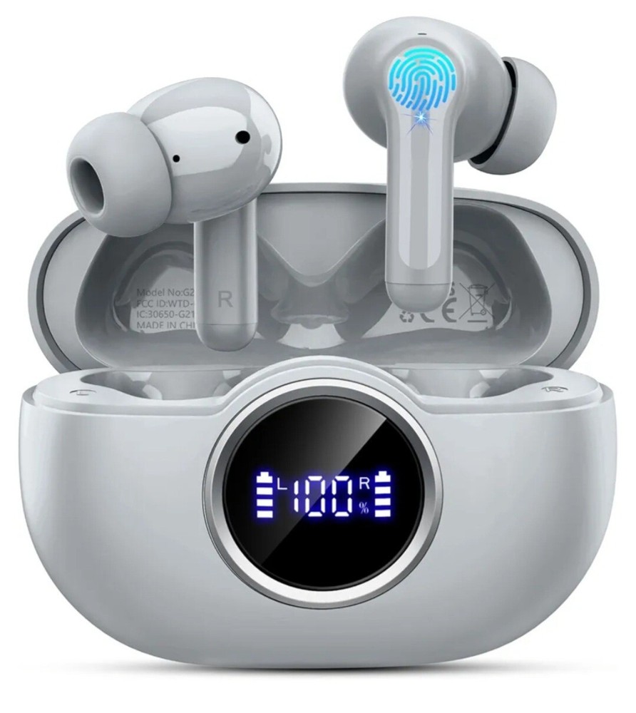 Rinsmola Wireless Earbuds in Sleek Gray with Crystal Clear Sound