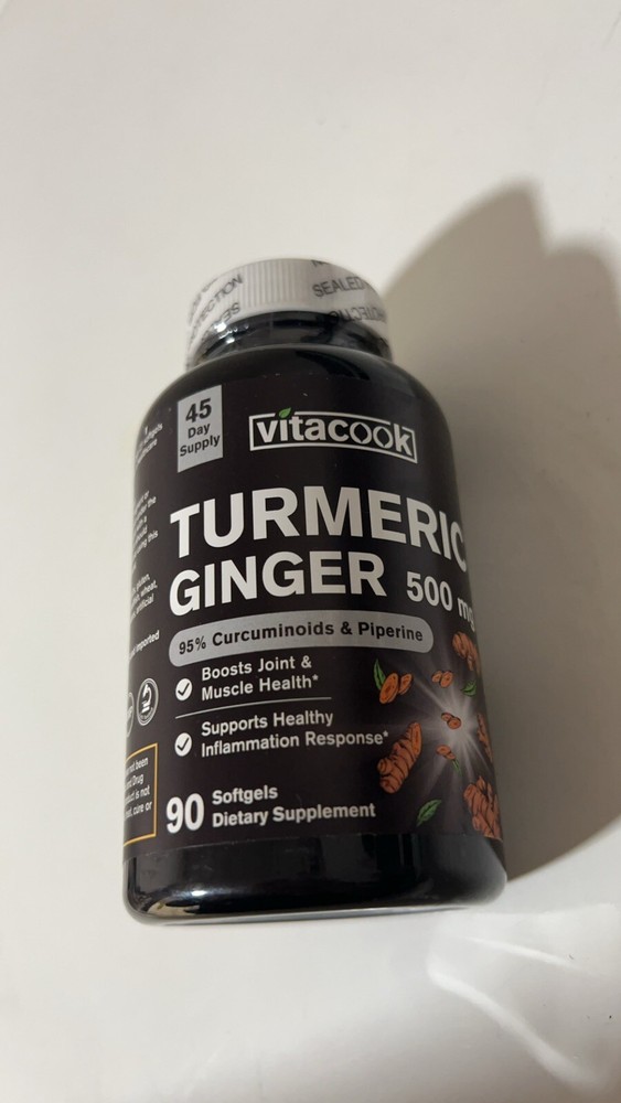 Turmeric Ginger Immune Health 500mg Dietary Supplement - 90 Capsules