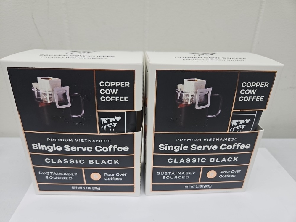 2 Copper Cow Coffee, Single Serve Coffee Classic Black 5 Pour Over Best (A24)