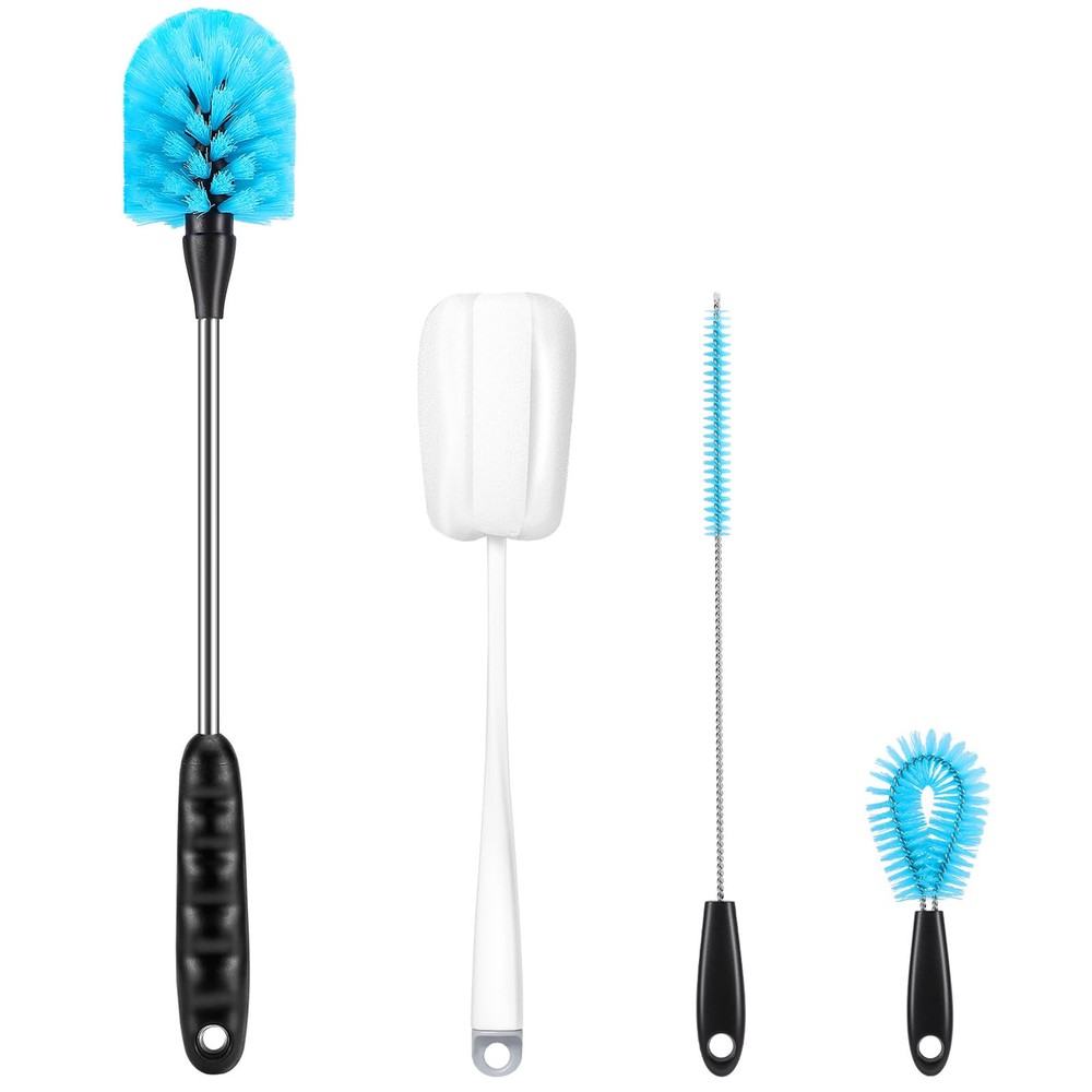 [4-in-1] Water Bottle Brush and Straw Cleaner Set, Stainless Steel Long Handl...