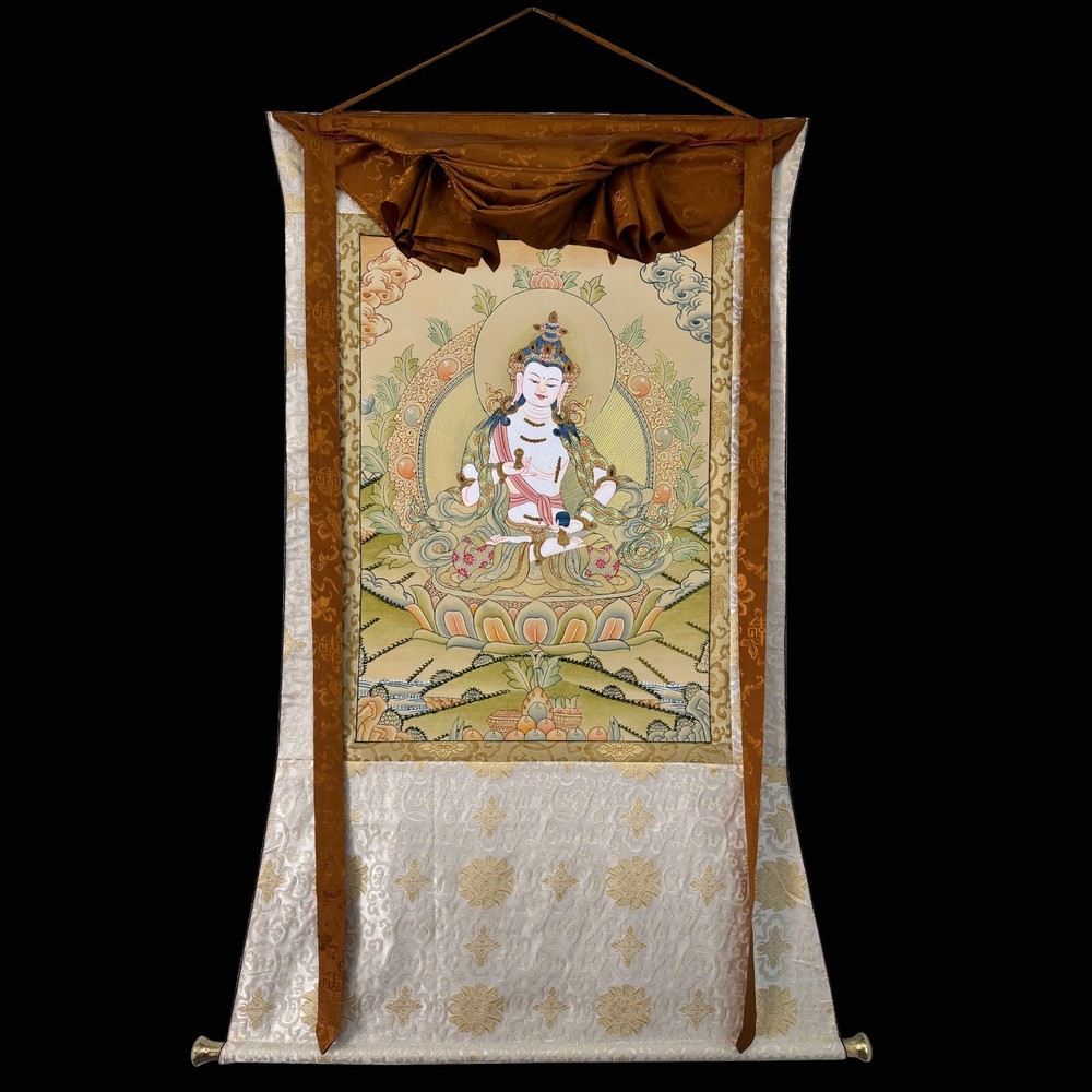 Silk Brocade Vajrasattva Thangka, Consecrated Dorje Sempa Thangka