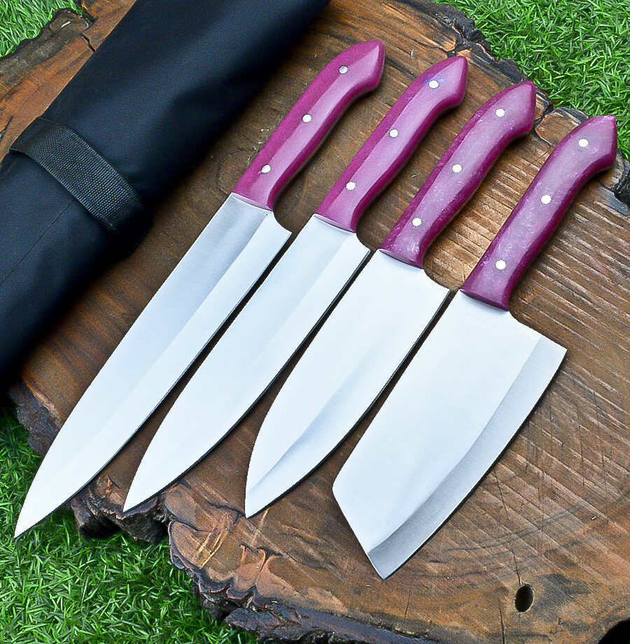Custom HAND FORGED D2 STEEL BEAUTIFUL 4PC CHEF KNIFE Set Kitchen Knives Set -197