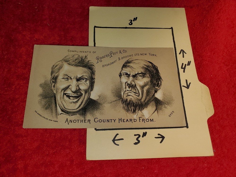 VICTORIAN TRADE CARD ANOTHER COUNTY HEARD / ELECTION RESULTS ROGERS PEET & CO