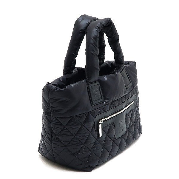 CHANEL Coco Cocoon PM Tote Bag in Black Nylon Matelasse A48610 885763