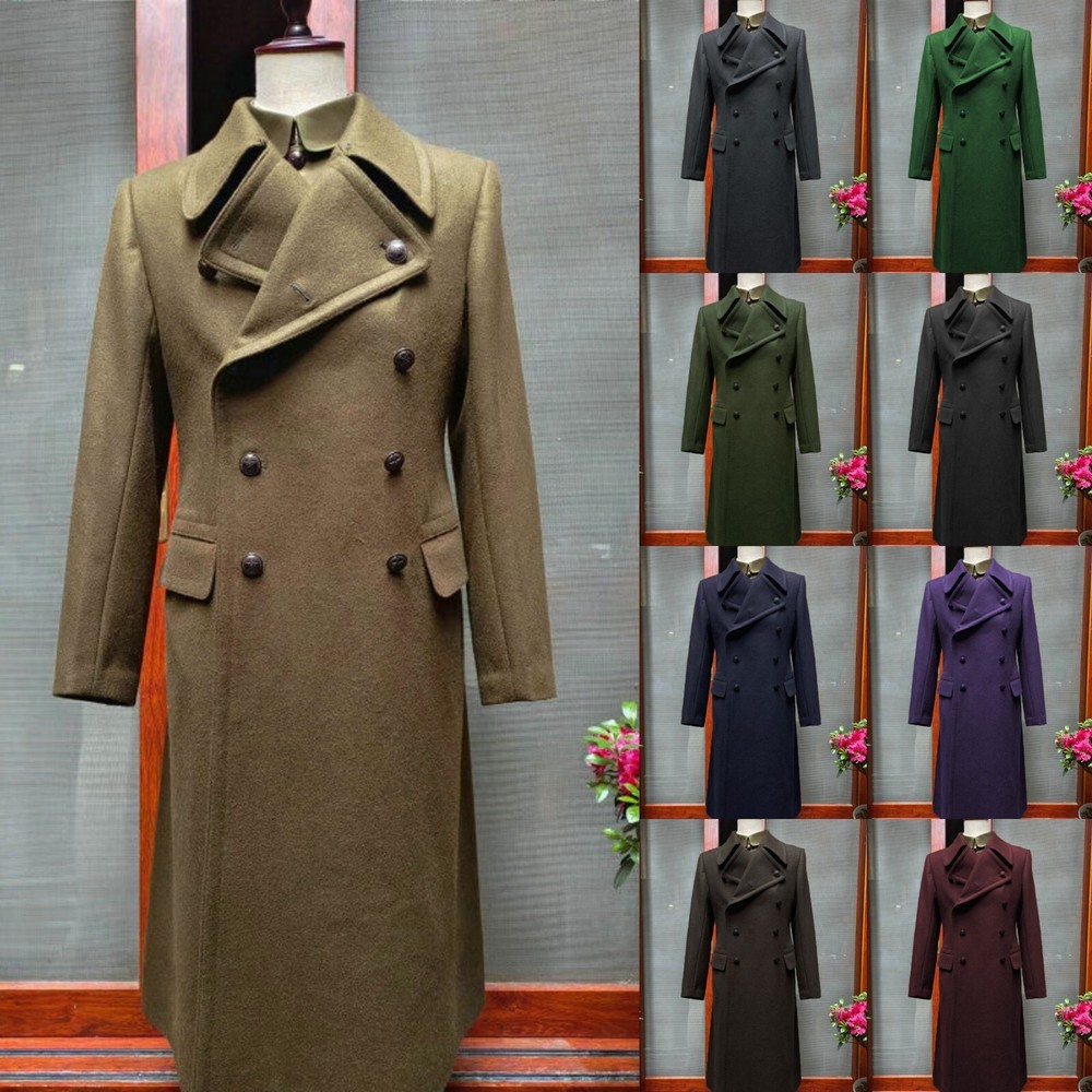 Abrigos largos de negocios 100 % cachemir para hombre de doble botonadura para uso al aire libre