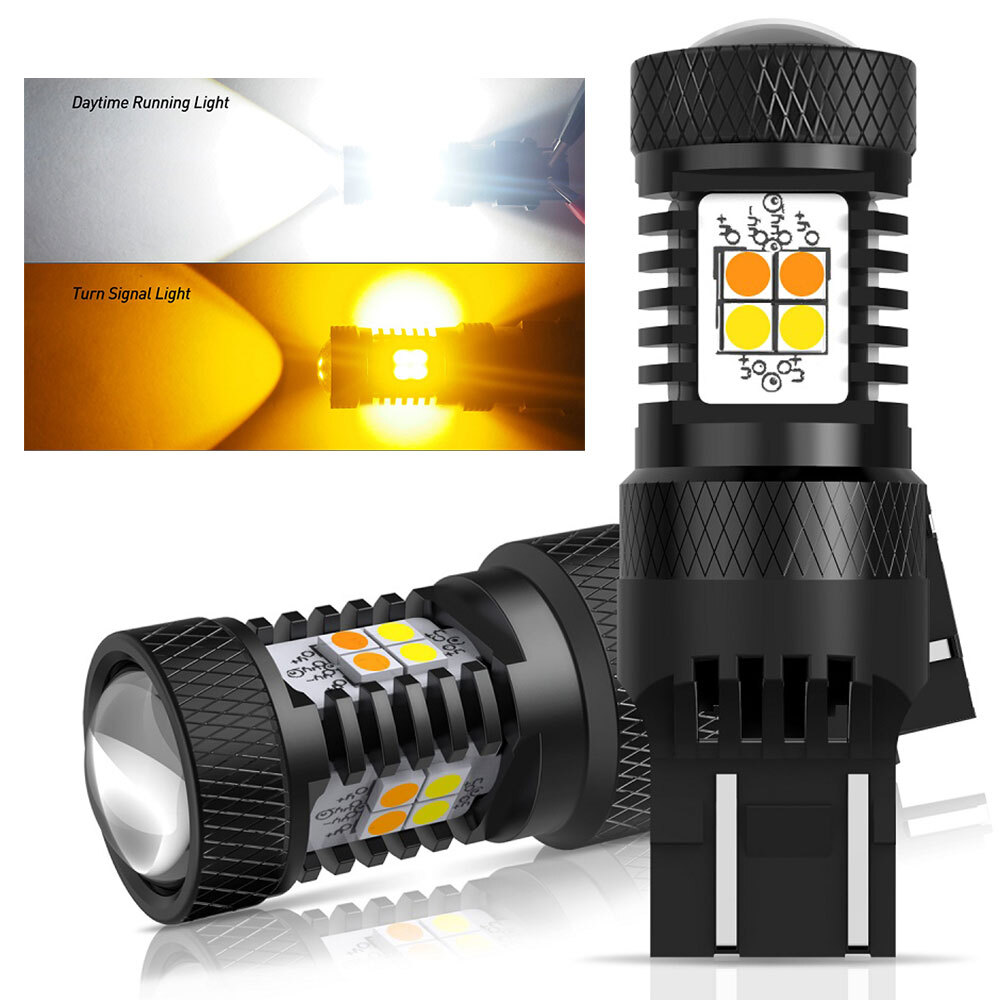 7443 7444 Amber White Switchback LED Turn Signal Parking DRL Light Bulbs Bright