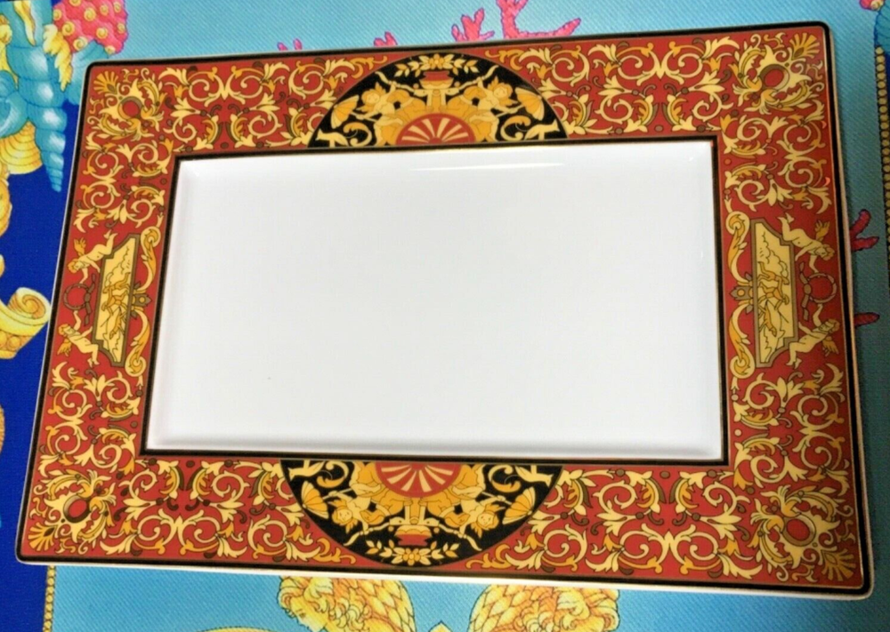 Versace medusa Rectangular plate tray dinner salad sushi red platter Rosenthal