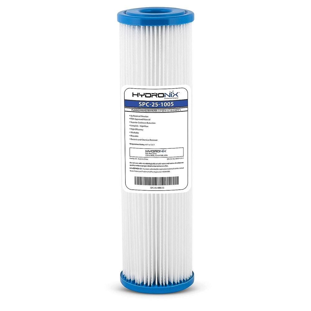 SPC-25-1005 Universal Whole House Sediment Pleated Water Filter, Washable and Re