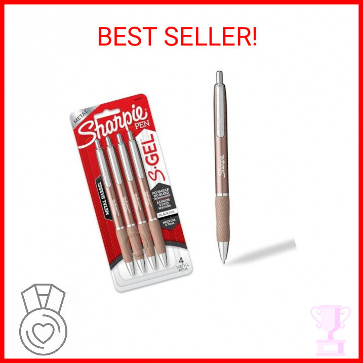 Sharpie S-Gel, Gel Pens, Sleek Metal Barrel, Champagne, Medium Point (0.7mm)