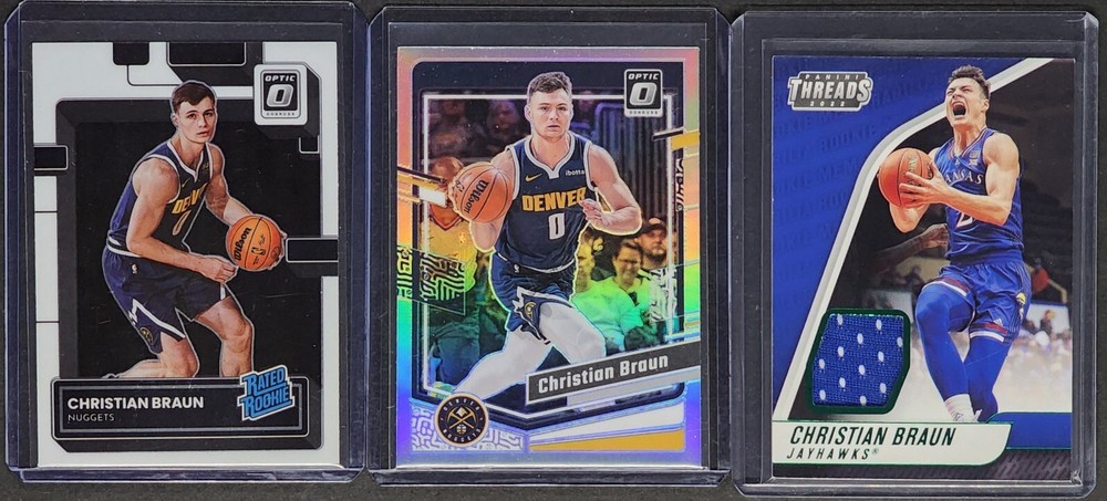 $5 Christian Braun Lot: 3 Cards Including RC, Silver, & Patch - Denver Nuggets