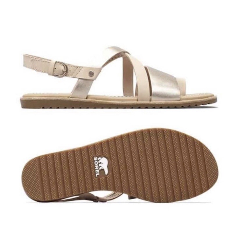 Sorel Ella Criss Cross Leather Metallic Strappy Sandals in Women’s Size 10