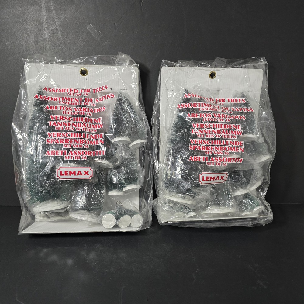 LEMAX 32-Piece Christmas Village Bottle Brush Fir Trees in Assorted Sizes for Holiday Crafts