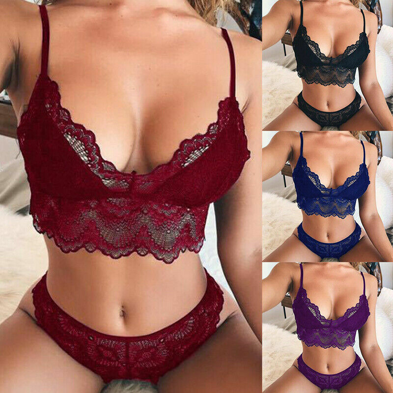 Womens Lingerie Nightwear Underwear Sexy Lace Bra Panties Set Babydoll Sleepwear