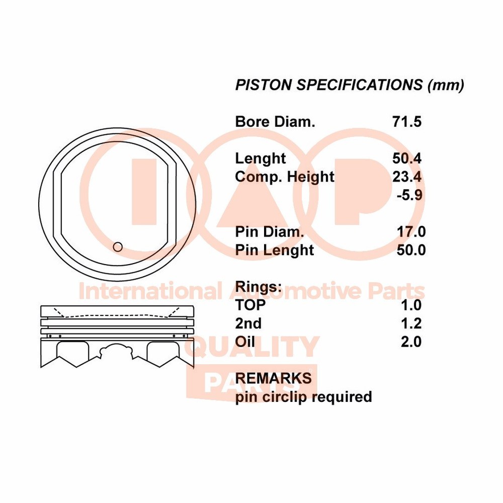 Complete Piston Series 100-16096 IAP QUALITY PARTS for Suzuki - Upgrade 050