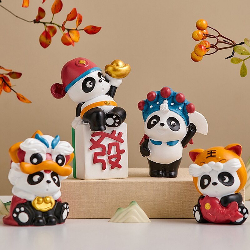 Nordic Desk Crafts Figurines Resin Panda Statue Sculpture Modern Home Decoration