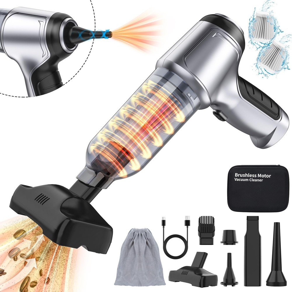 Car Vacuum Cleaner, High Power 15000PA Car Vacuum Portable Cordless, 3-in-1 H...