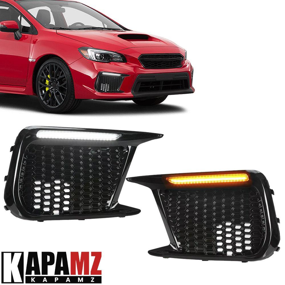 For 2018-2021 Subaru WRX STI LED DRL Sequential Fog Light Bezel  w/ Turn Signal