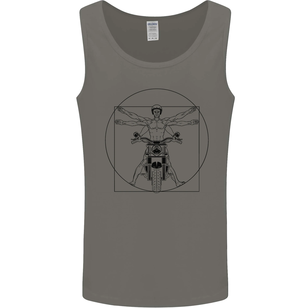 Vitruvian Biker Motorcycle Motorbike Mens Vest Tank Top