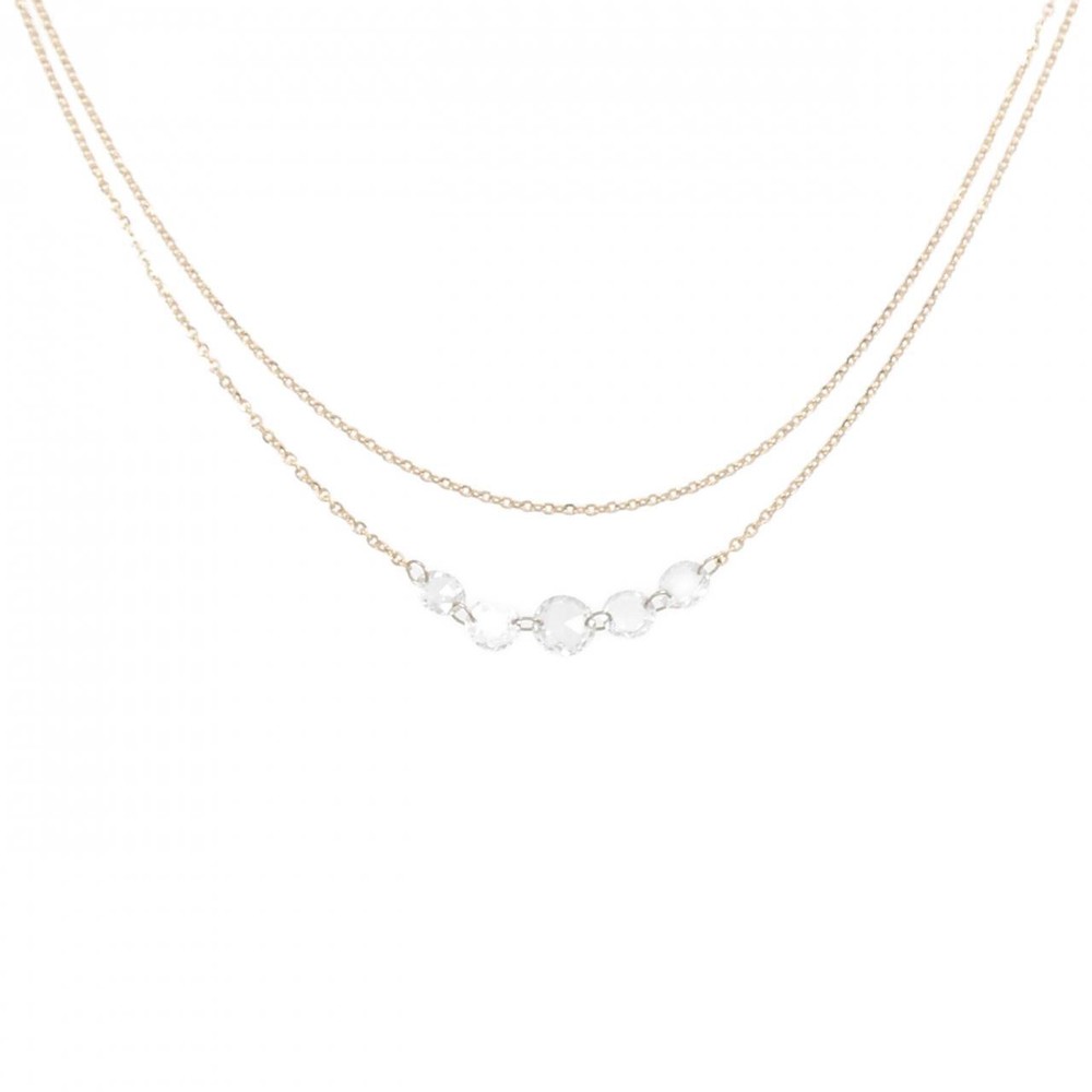 Authentic K18PG Diamond Necklace 0.50CT  #260-007-095-5804