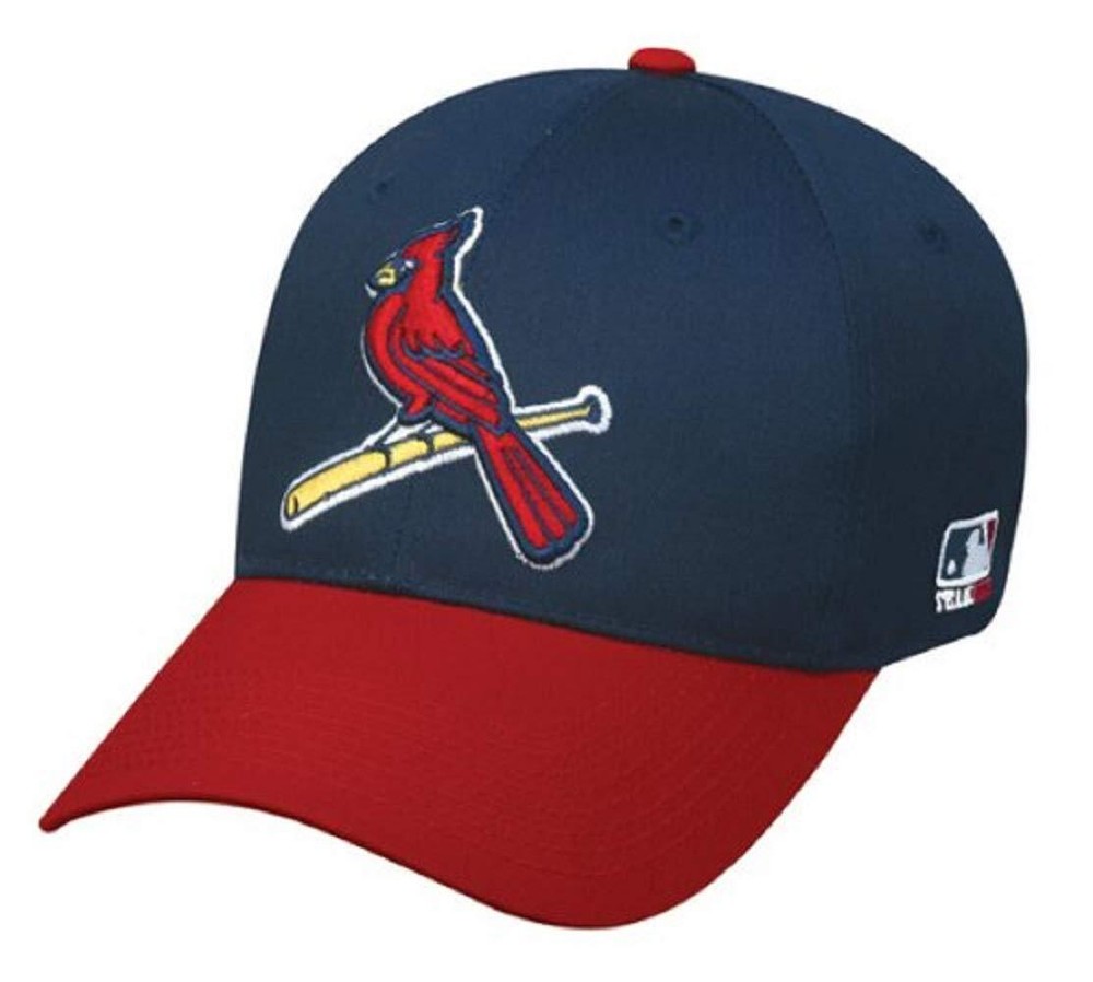 OC Sports Cardinal Hat Cap Blue / Red Bat Logo Team, Black, Large
