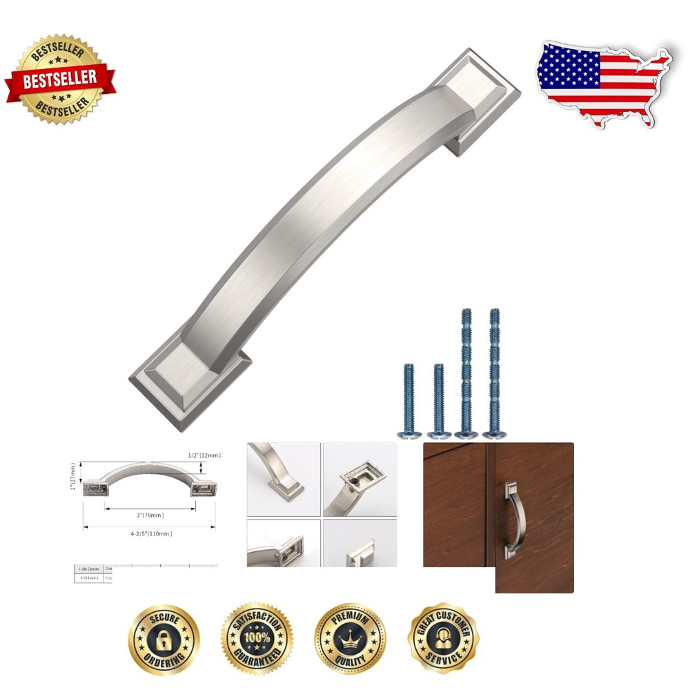 30 Pack 3 Inch Brushed Nickel Cabinet Pulls for Kitchen and Bathroom Cabinets