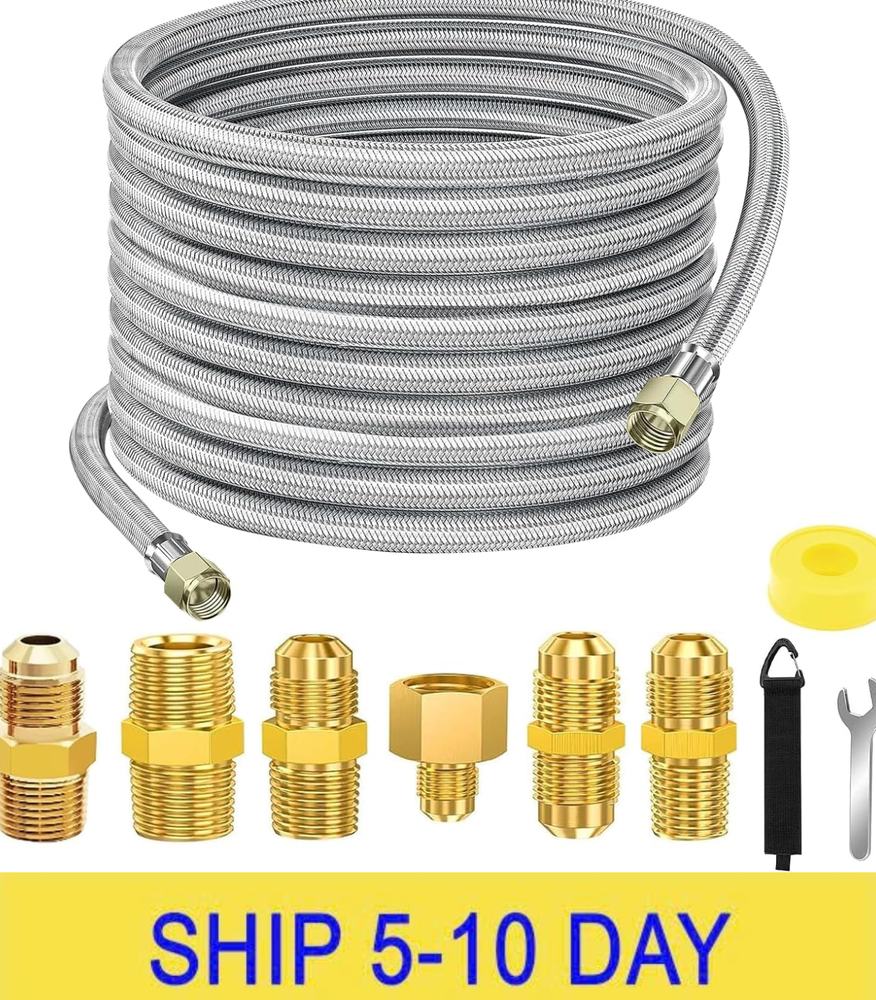 36 FT High Pressure Braided Propane Hose Extension for Gas Line Conversion