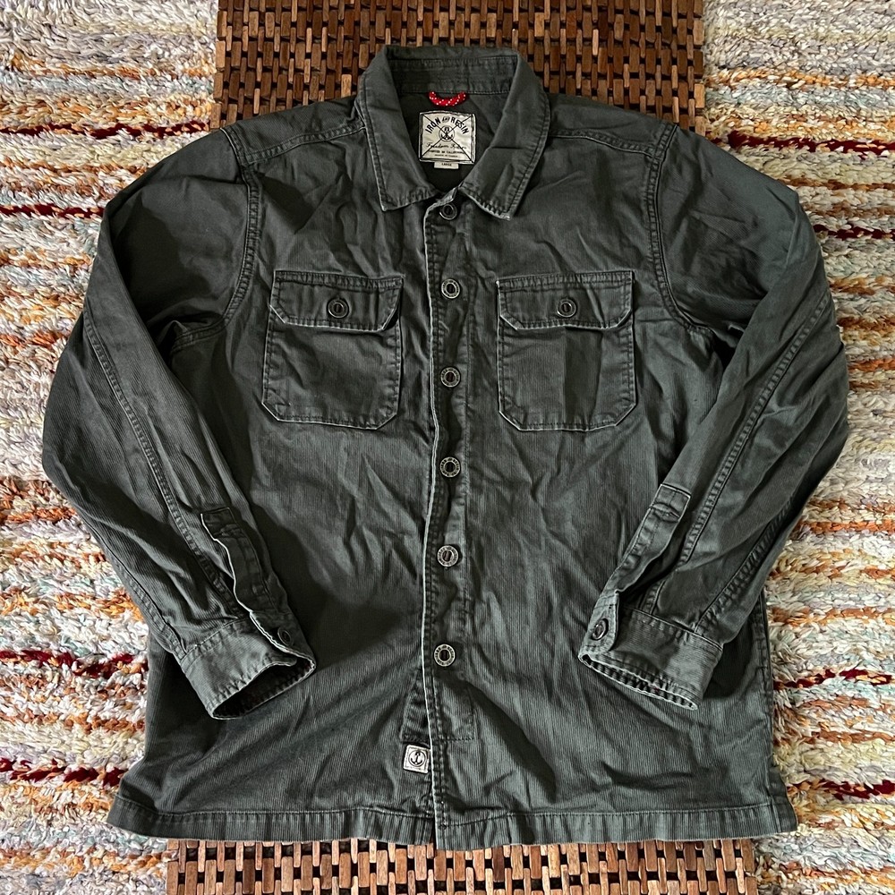Huckberry Iron Resin Grey Canvas Trucker Jacket Mens Size Large