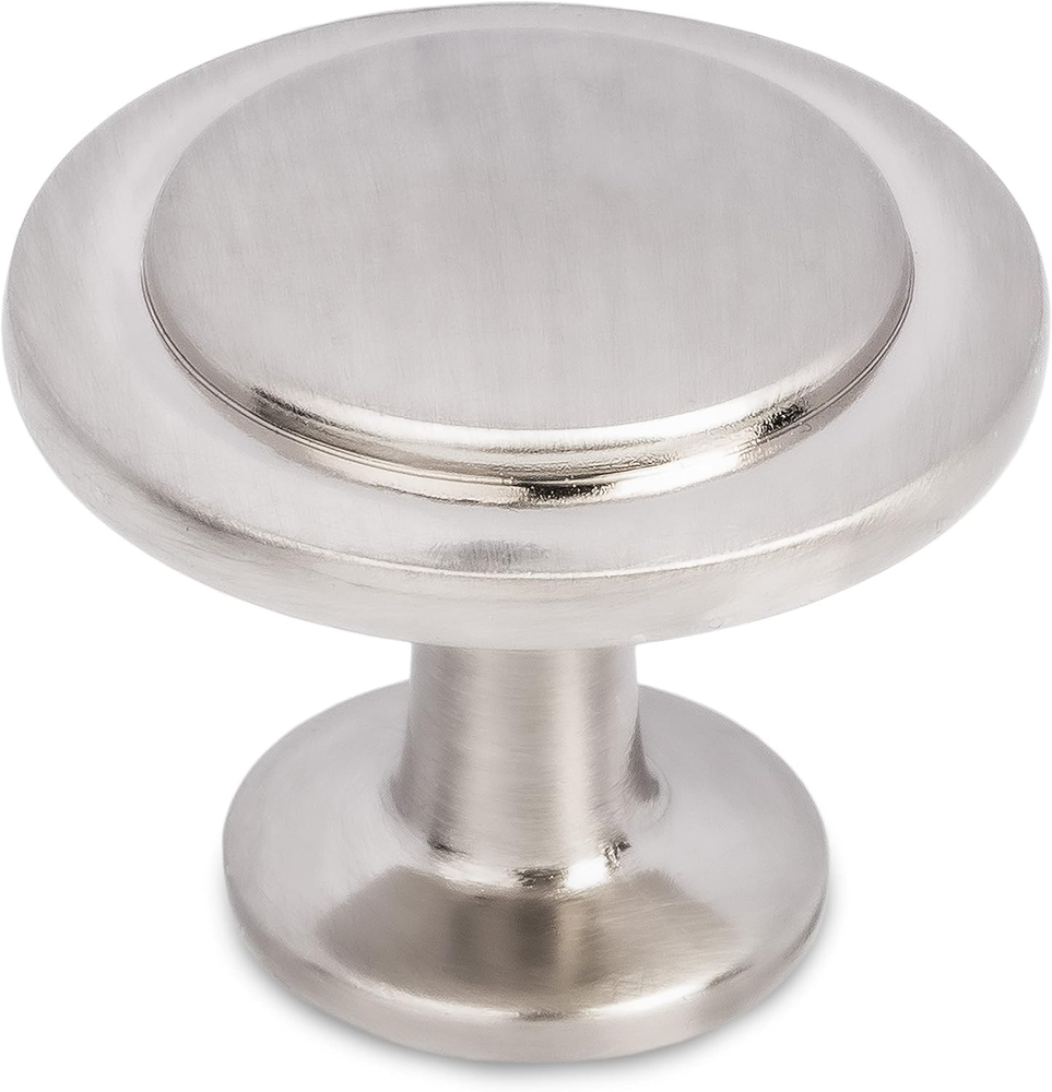 Satin Nickel Kitchen Cabinet Knobs - 1 1/4 Inch round Drawer Handles - 10 Pack o