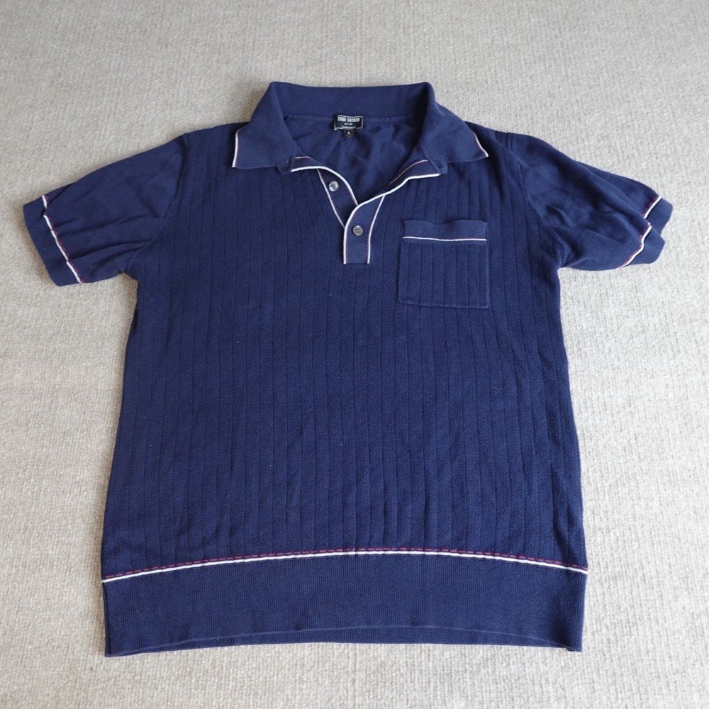Todd Snyder Polo Shirt Large Blue Solid Knit Sweater Silk Cotton