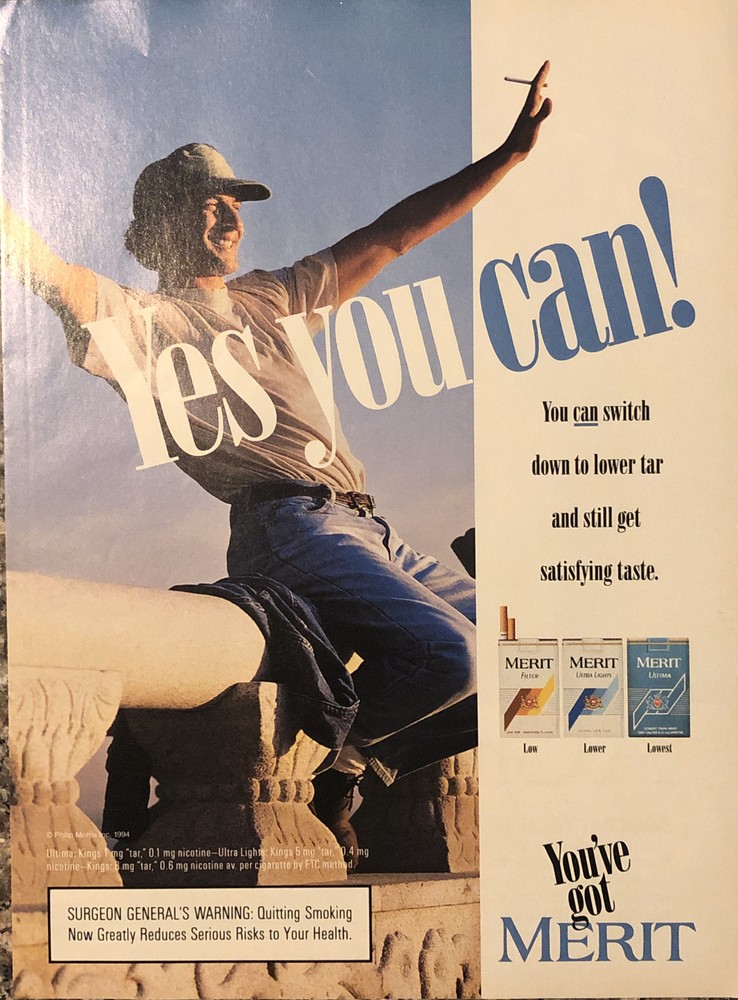 1994 Merit Cigarettes PRINT AD Fence Free Flying Arms - Yes You Can! VTG 1990s